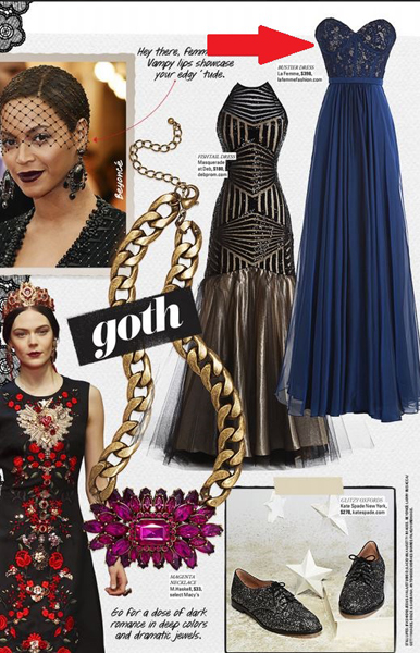 La Femme Style 21079 (right) in Seventeen Magazine Prom 2015